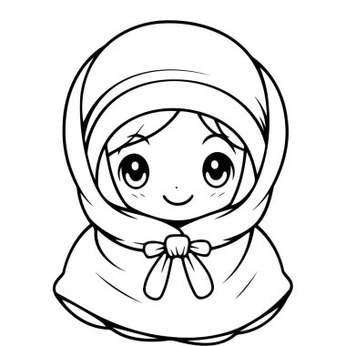 Renklendirme için Temiz Çizgi Kız simgesi.