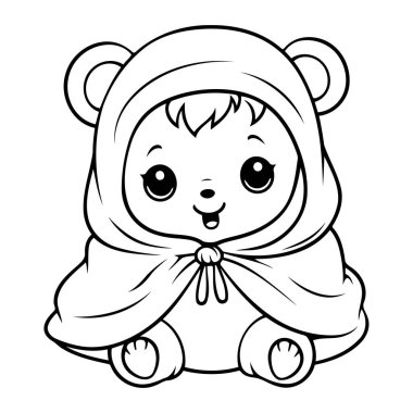 Renklendirme için temiz çizgi ayı simgesi.