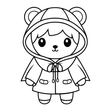 Renklendirme için temiz çizgi ayı simgesi.