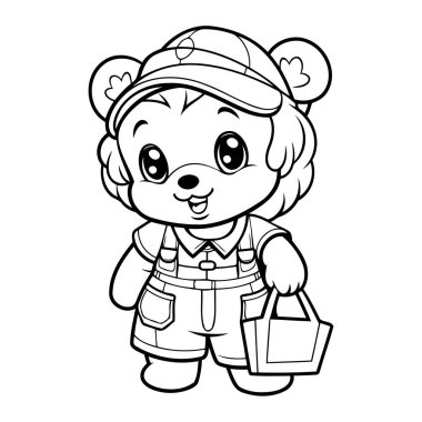 Renklendirme için temiz çizgi ayı simgesi.