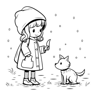 Renklendirme için Temiz Çizgi Kız simgesi.