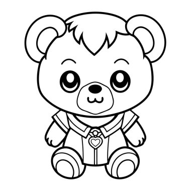 Renklendirme için temiz çizgi ayı simgesi.