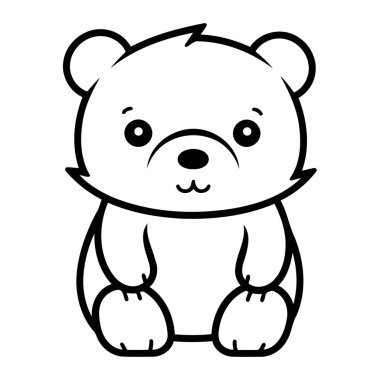 Renklendirme için temiz çizgi ayı simgesi.