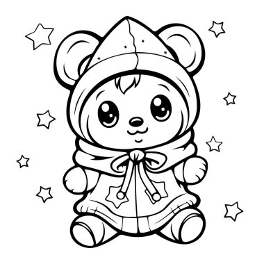 Renklendirme için temiz çizgi ayı simgesi.