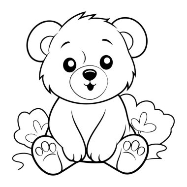 Renklendirme için temiz çizgi ayı simgesi.