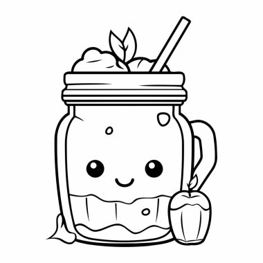 Basit bir çizgi sanatı vektör tarzında şirin bir içecek.