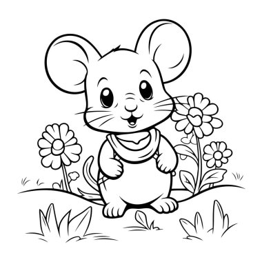 Renklendirme için temiz çizgi fare simgesi.