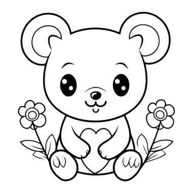 Renklendirme için temiz çizgi ayı simgesi.