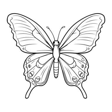 Minimalistic outline vector illustration of a cute butterfly, suitable for icons and logos. clipart