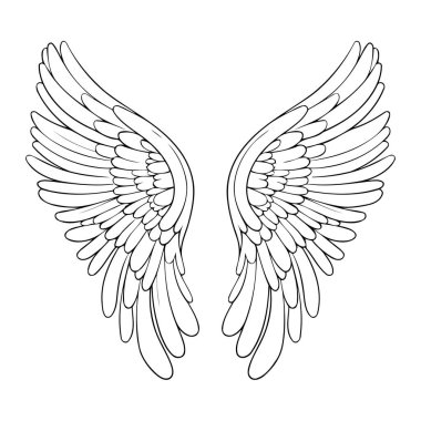 Çeşitli sanatsal kullanım için uygun melek kanatlarının ilginç ve ilginç tasviri