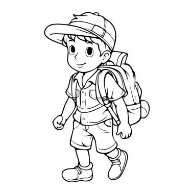 Sırt çantalı bir karakterin çok yönlü vektör özet simgesi, projelerinize oyuncu bir dokunuş eklemek için ideal.