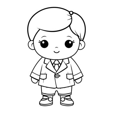 Renklendirme sayfası tasarımı çocuklar için renkli ve yaratıcı olacak bir iş elbisesi içeriyor.