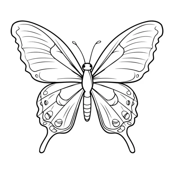 Simgeler ve logolar için uygun şirin bir kelebeğin minimalist ana hatlı vektör çizimi.