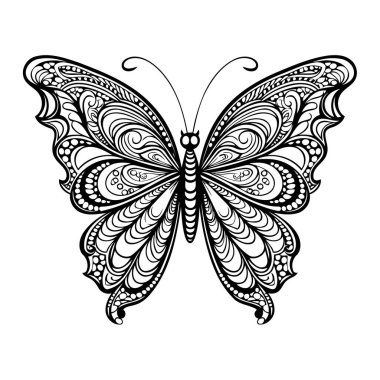 Çocukların boyaması için sevimli bir kelebeğin vektör simgesi.