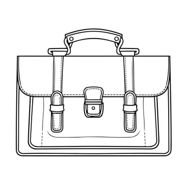 Renklendirilmeye ve kişiselleştirilmeye hazır bir evrak çantasının eğlenceli ve basit bir taslak simgesi..