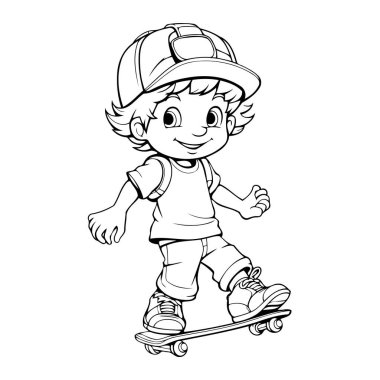 Basit bir kaykaycı çocuğun vektör illüstrasyonuName. 