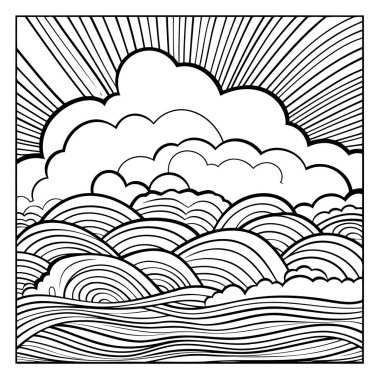 Boyama kitapları için ideal bir bulut tasarımından ilham alın. Garip dokunuşlu vektör ana hatları simgesi.