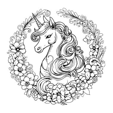 Yaratıcılığınızı eşsiz bir tek boynuzlu at dış hat simgesi ile vektör biçiminde serbest bırakın.