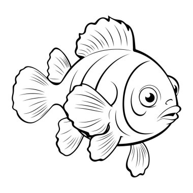 Modern taslak tarzında tasarlanmış bir palyaço balığı simgesinin vektör çizimi.