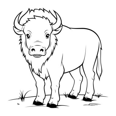 Basit ve büyüleyici bufalo taslak simgesi, temiz bir sanat tarzında, çeşitli tasarım ihtiyaçları için ideal..
