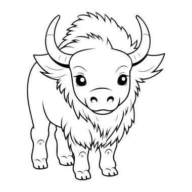 Basit ve büyüleyici bufalo taslak simgesi, temiz bir sanat tarzında, çeşitli tasarım ihtiyaçları için ideal..