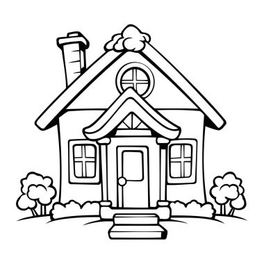 Elevate creativity with a charming dollhouse coloring page in a sweet and simplistic outline vector design. clipart