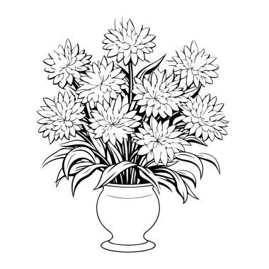 Çiçek açan bir çalılığın sevimli taslak simgesi. Maceraları renklendirmek için mükemmel..