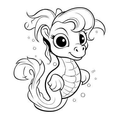 Sevimli bir denizatının vektör çizgisi simgesi, çocuk aktiviteleri için mükemmel..