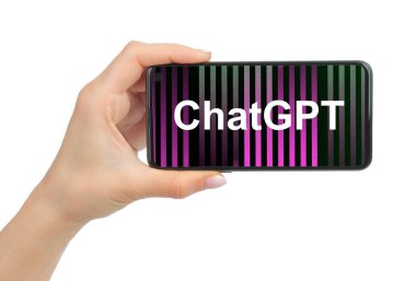 Kiev, Ukrayna - 07 Mart 2023: OpenAI ChatGPT sayfasını telefon ekranında tanıtıyor. OpenAI kar amacı gütmeyen yapay zeka araştırma organizasyonudur.