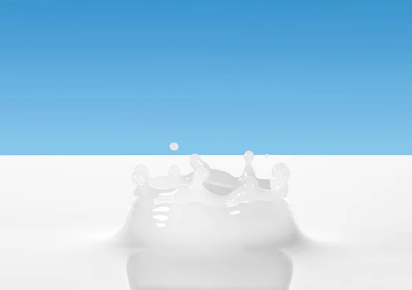 Süt Mavi Arka Planda Taç Gibi Sıçrar — Stok fotoğraf