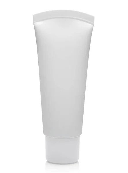 Blanco Cosmetische Tube Pack Geïsoleerd Witte Achtergrond Cosmetica Pakket Concept — Stockfoto