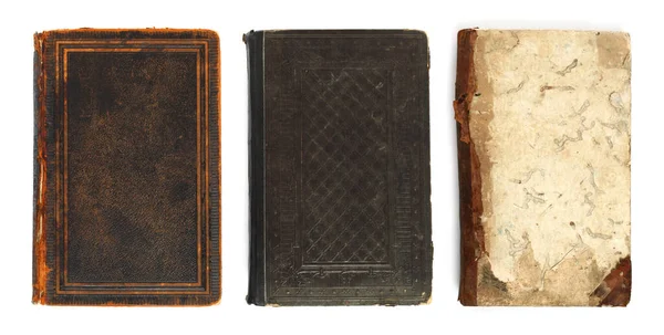 Conjunto Libros Antiguos Aislados Sobre Fondo Blanco Cerca — Foto de Stock