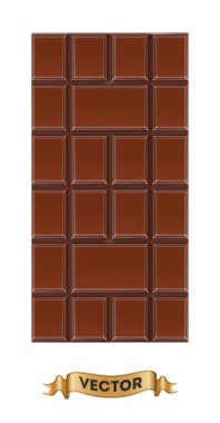 Chocolate bars on white background, realistic vector illustration close-up