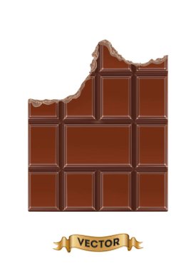 Beyaz arka planda çikolatalı çubuklar, gerçekçi vektör illüstrasyonu yakın plan