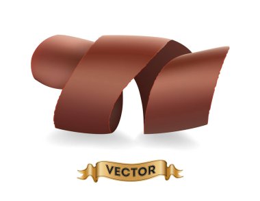 Chocolate shavings on white background, realistic vector illustration close-up
