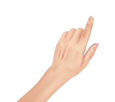 Kadın eli beyaz arkaplanda, gerçekçi tasarım vektör çizimi yakın plan