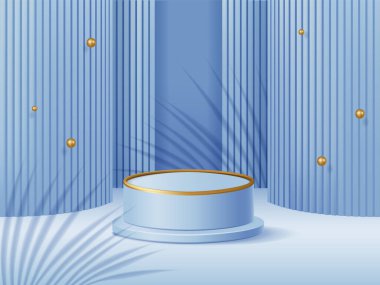 Soyut arkaplan, gerçekçi vektör illüstrasyonuna sahip 3D mavi reklam.