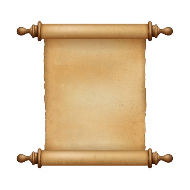 Ancient Paper, Parchment Scroll, realistic vector illustration close-up clipart