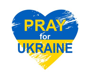 Harita kalp formunda Ukrayna ulusal bayrağı - Ukrayna konsepti, afiş ve web tasarımı için dua edin, vektör illüstrasyonu yakın plan