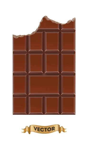Chocolate Mordido Bares Fundo Branco Ilustração Vetorial Realista Close —  Vetores de Stock
