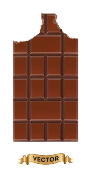 Chocolate Mordido Bares Fundo Branco Ilustração Vetorial Realista Close —  Vetores de Stock