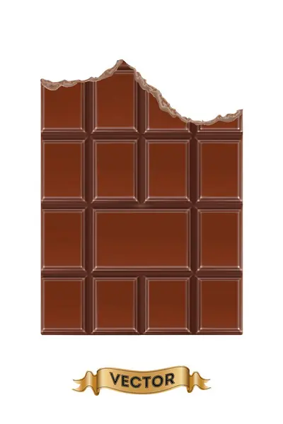 Riegel Aus Schokolade Auf Weißem Hintergrund Realistische Vektorillustration Nahaufnahme — Stockvektor