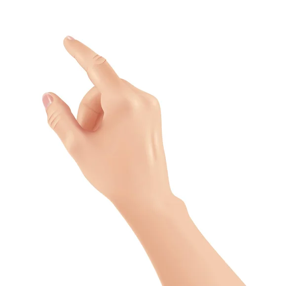 Vrouw Hand Witte Achtergrond Realistisch Design Vector Illustratie Close — Stockvector