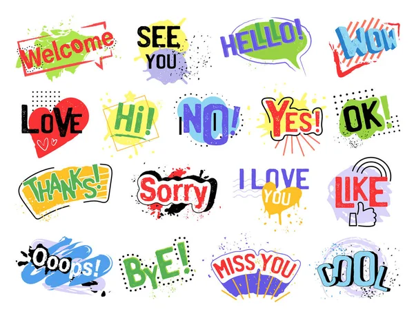 Set Speech Bubbles Festék Design Vektor Illusztráció Fehér Háttér Közelkép — Stock Vector