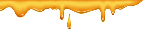 Zoet Stromende Druppelende Honing Witte Achtergrond Realistische Vector Illustratie Close — Stockvector