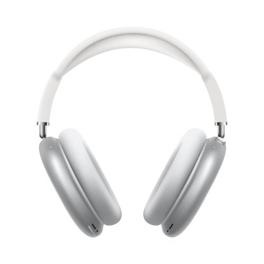 Kiev, Ukrayna - Nisan 06, 2022: Beyaz kablosuz kulaklıklar Apple AirPods Max, beyaz arka planda. Gerçekçi vektör illüstrasyonu