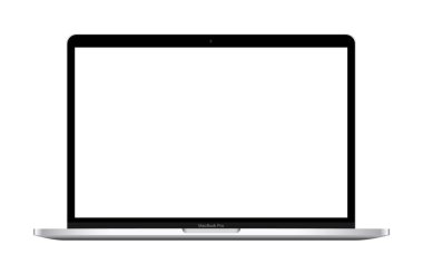 Apple MacBook 13 Pro, beyaz arka planda M2 çipi, gerçekçi vektör çizimi. MacBook Pro, Apple Inc. 'in yaptığı bir Mac dizüstü bilgisayar serisidir..