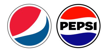 Beyaz arka planda eski ve yeni Pepsi logoları seti, vektör illüstrasyonu. Pepsi, PepsiCo tarafından üretilen karbonatlı bir meşrubat.