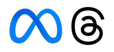 Beyaz arka planda Meta ve İplik logoları, vektör illüstrasyonu. Meta, yaygın olarak en önemli rekabet sosyal medya platformu olarak görülen başlıkları resmen başlatır