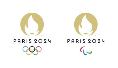 2024 Yaz Olimpiyatları logoları şeffaf bir arka plan, olimpik spor konsepti, vektör illüstrasyonu üzerine Paris 'te.